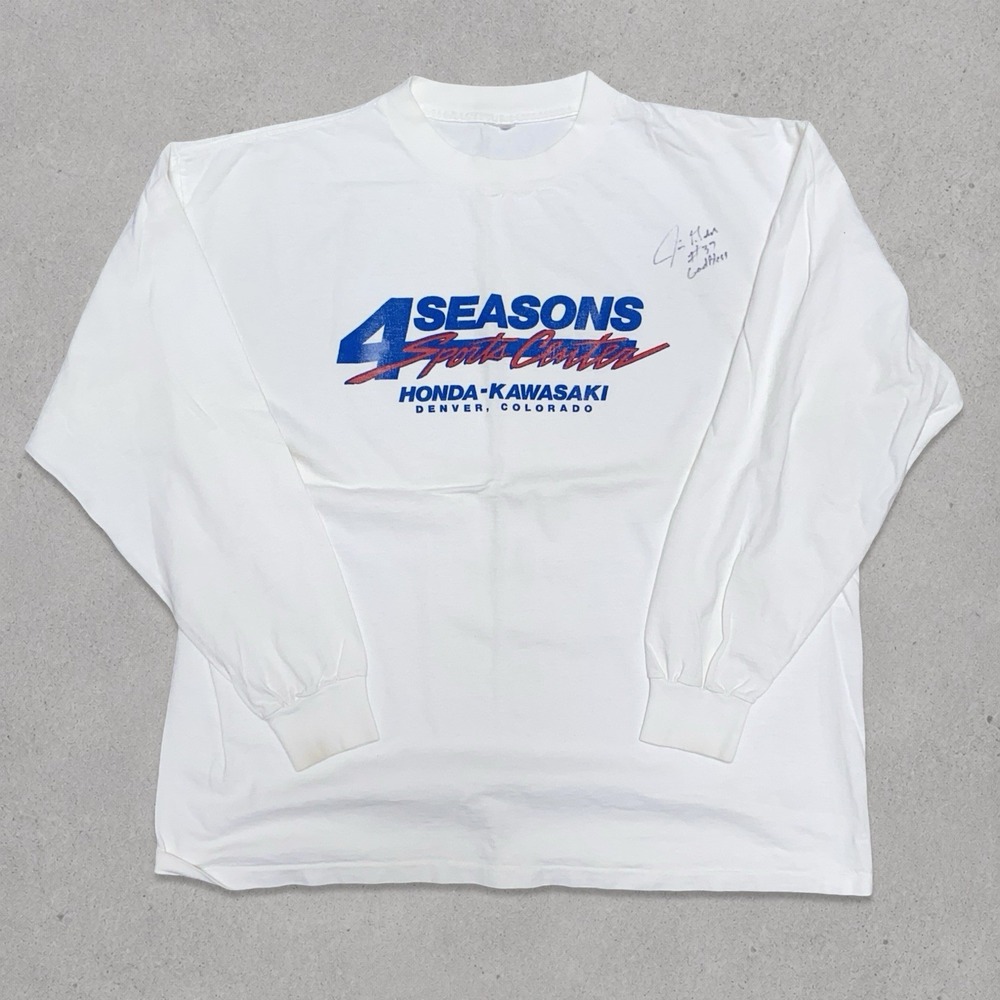 Vintage 4 Seasons Sport Center Honda Kawasaki Single Stitch T Shirt XL Signed